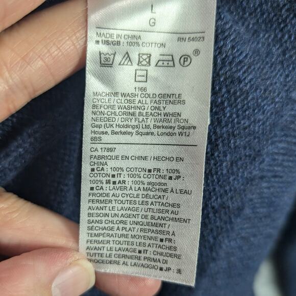 Gap Cardigan Sweater Mens Large Button up Blue Shawl Collar Grandpa Kurt Cobain - Picture 6 of 7